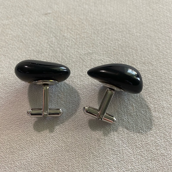 Smoky glass cuff links, vintage - Picture 3 of 3